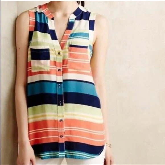 Maeve Anthropologie Sleeveless Button Down Blouse Size 8 - Picture 7 of 7